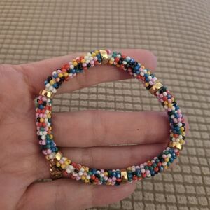Multicolor Beaded Bracelet with Gold Accents